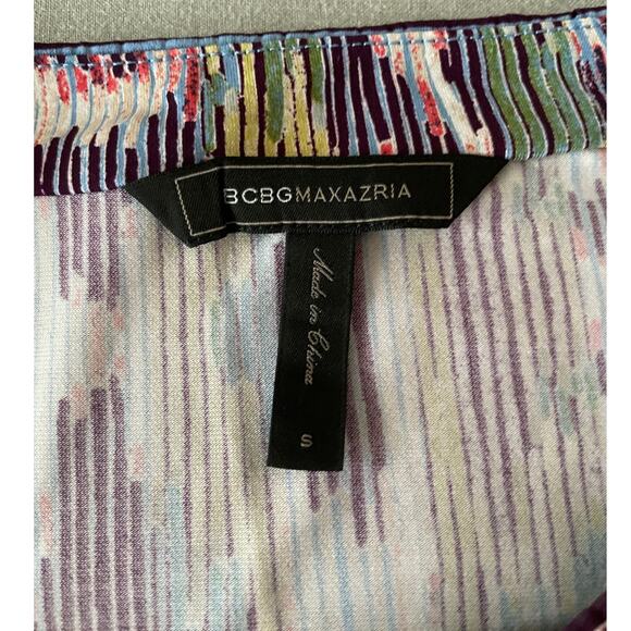 BCBG MAXAZRIA multi-color dress SZ Sm 3/4 sleeve drop waist dress - Picture 5 of 7